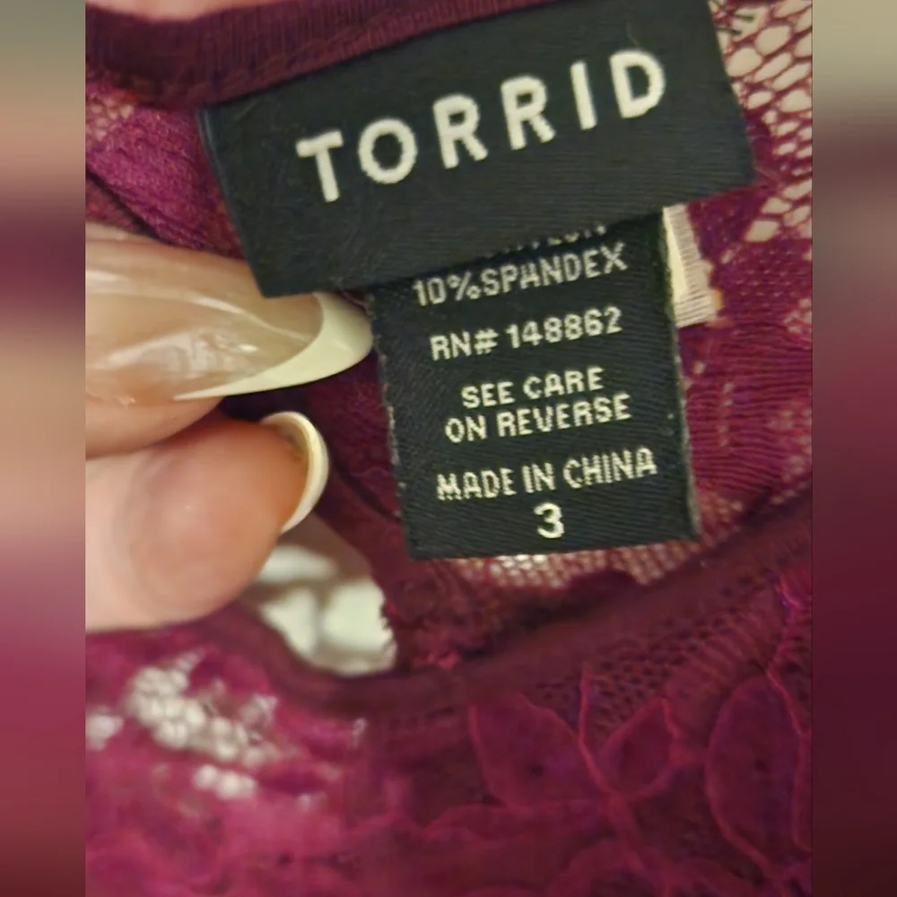 Torrid Deep Red Lace Top - Picture 5 of 5